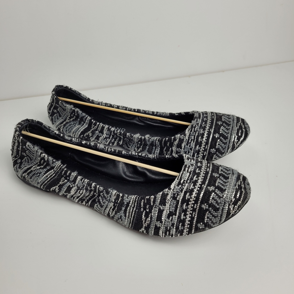 Lucky Brand Black & White Woven Ballet Flats